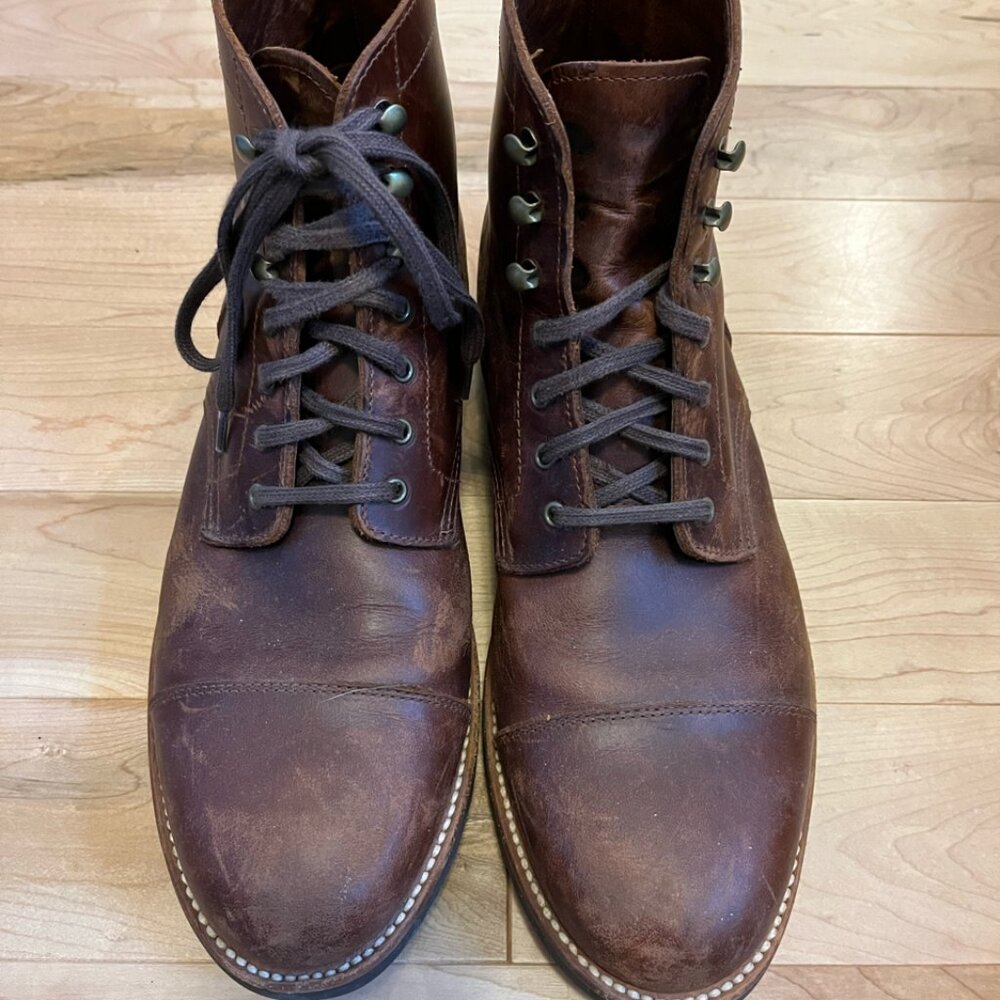 J. Crew Kenton Cap Toe Brown Leather Men's Boots Size 10.5